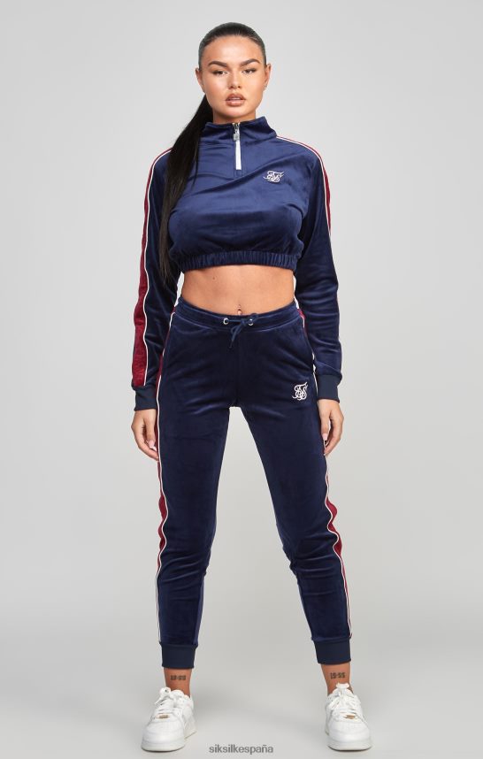 vestir es SikSilk mujer top deportivo de terciopelo azul marino 4NP28R112