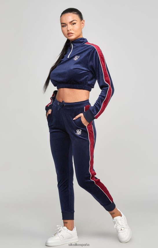 vestir es SikSilk mujer top deportivo de terciopelo azul marino 4NP28R112