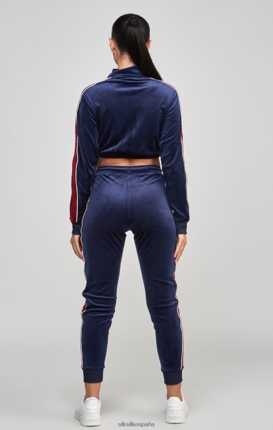 vestir es SikSilk mujer top deportivo de terciopelo azul marino 4NP28R112