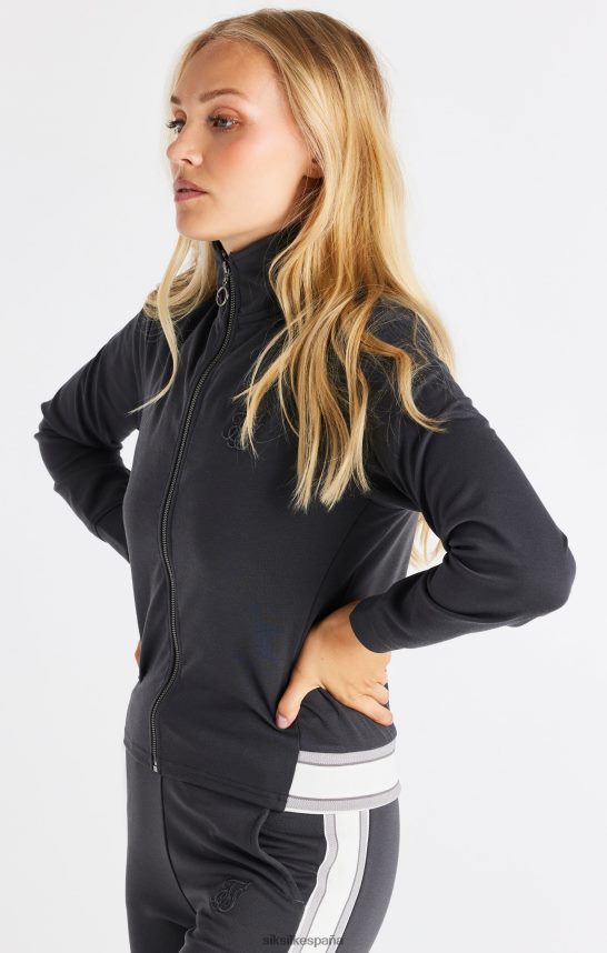 vestir es SikSilk mujer top deportivo gris con cremallera 4NP28R81