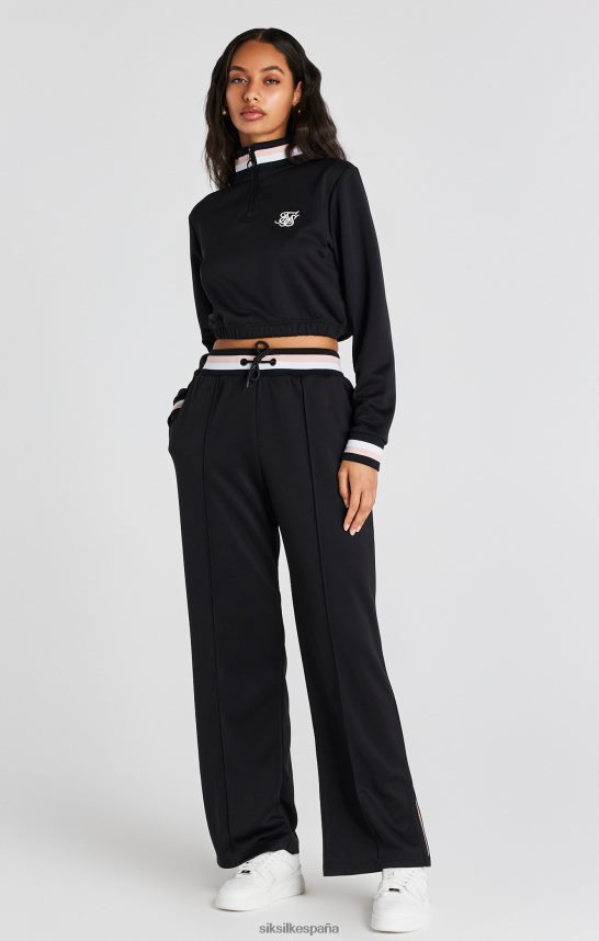 vestir es SikSilk mujer top deportivo universitario negro con cremallera de 1/4 4NP28R75