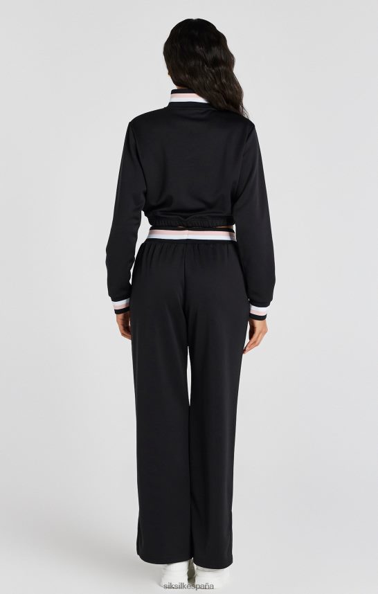 vestir es SikSilk mujer top deportivo universitario negro con cremallera de 1/4 4NP28R75