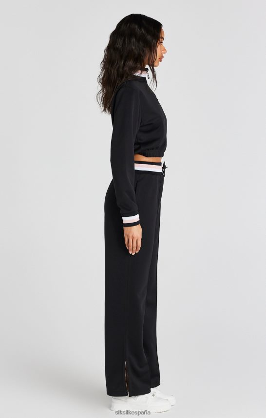 vestir es SikSilk mujer top deportivo universitario negro con cremallera de 1/4 4NP28R75