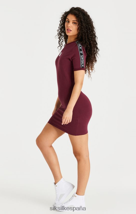 vestir es SikSilk mujer vestido ajustado con cinta burdeos 4NP28R141