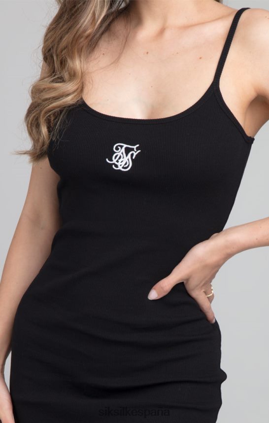 vestir es SikSilk mujer vestido ajustado de canalé - negro 4NP28R145