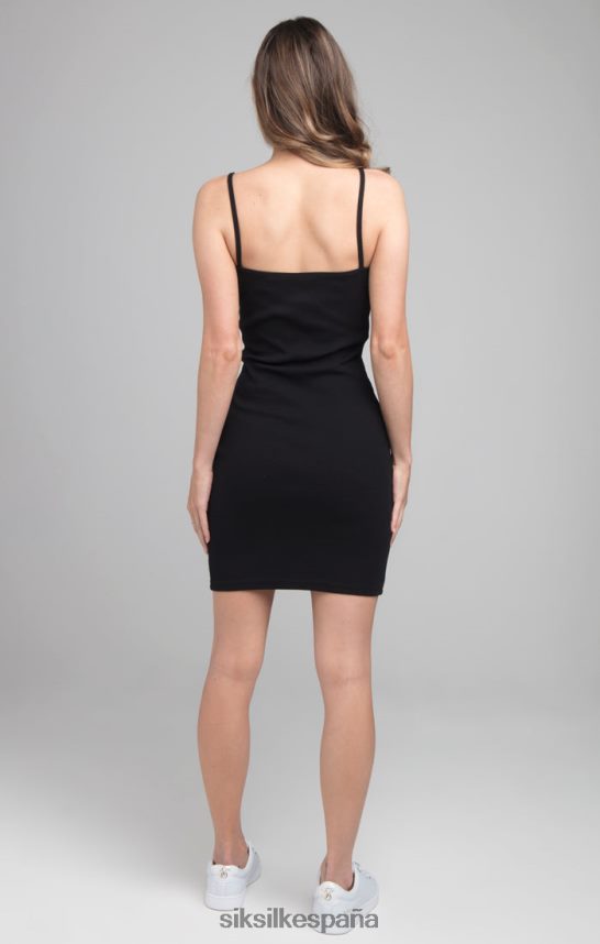 vestir es SikSilk mujer vestido ajustado de canalé - negro 4NP28R145