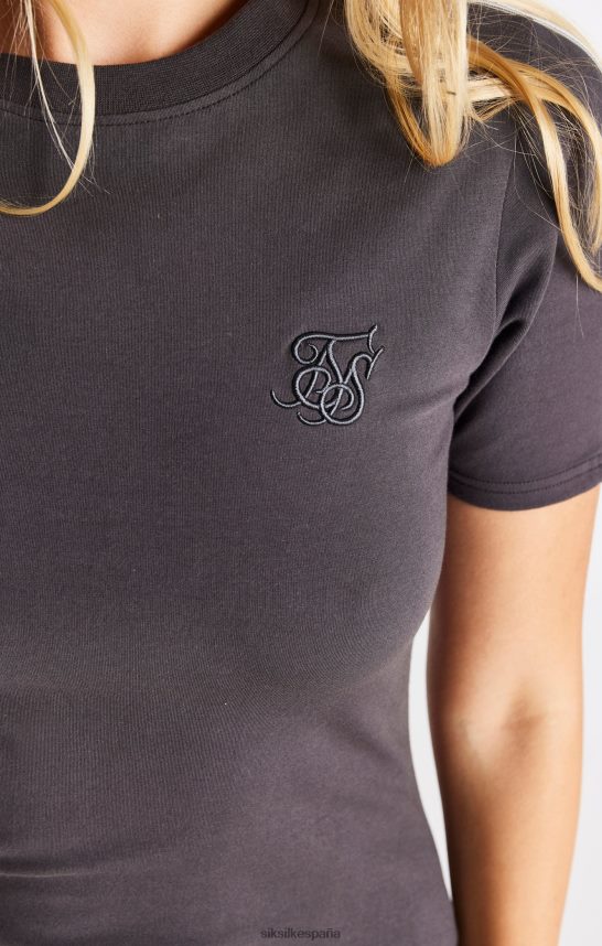 vestir es SikSilk mujer vestido con cintas de manga corta - gris 4NP28R155