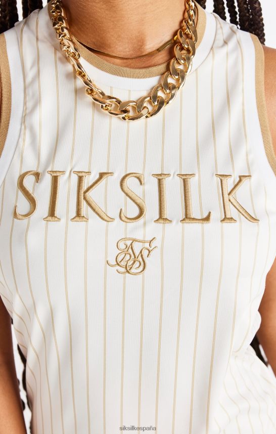 vestir es SikSilk mujer vestido de baloncesto de lujo - crudo y dorado 4NP28R150
