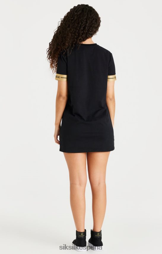 vestir es SikSilk mujer vestido de camiseta negra 4NP28R143