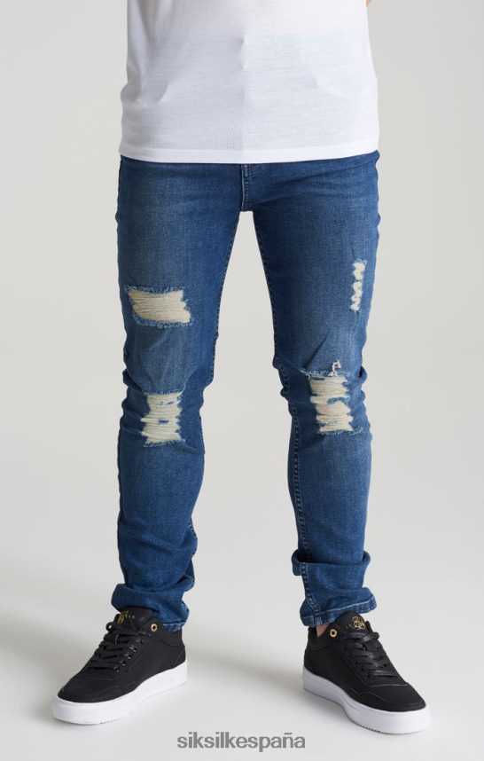 vestir es SikSilk Niños jeans ajustados de mezclilla desgastados midstone 4NP28R309