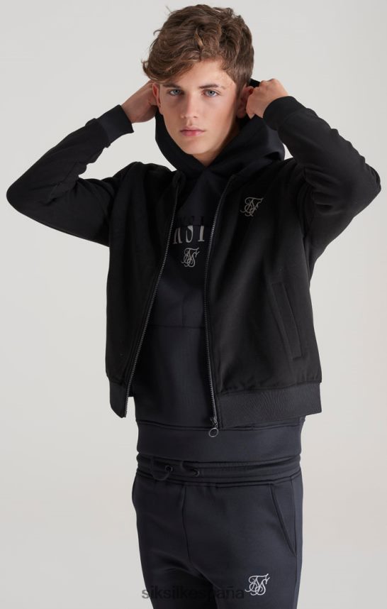 vestir es SikSilk Niños bomber negra metalizada con logo 4NP28R301