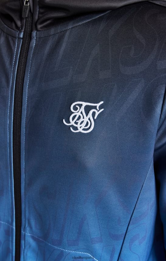 vestir es SikSilk Niños sudadera con capucha y cremallera azul desteñida 4NP28R293