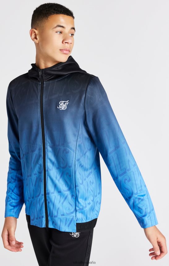 vestir es SikSilk Niños sudadera con capucha y cremallera azul desteñida 4NP28R293