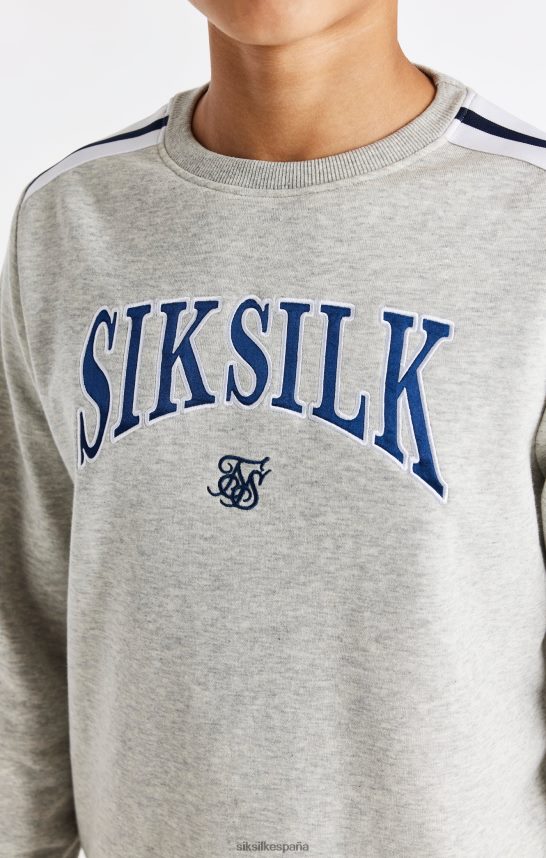 vestir es SikSilk Niños sudadera con cuello redondo y equipo universitario gris jaspeado 4NP28R296