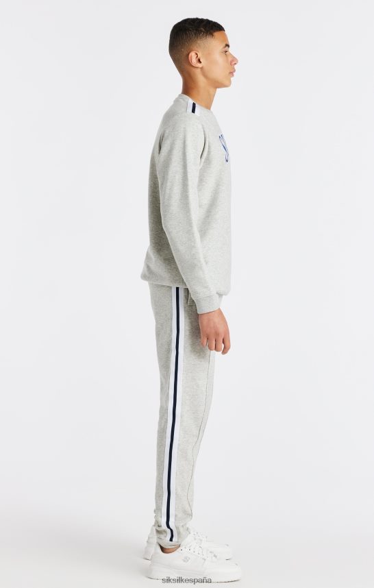 vestir es SikSilk Niños sudadera con cuello redondo y equipo universitario gris jaspeado 4NP28R296